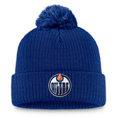 NHL Edmonton Oilers Fanatics Primary Logo Cuffed Knit Hat with Pom - Royal