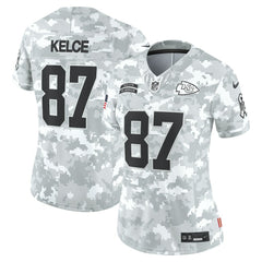 NFL Travis Kelce Kansas City Chiefs Women's 2024 Salute to Service Limited Jersey - Arctic Camo
