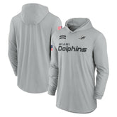 Miami Dolphins 2024 Salute to Service Lightweight Dri-FIT Long Sleeve Hoodie T-Shirt Gray