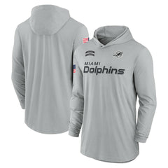 Miami Dolphins 2024 Salute to Service Lightweight Dri-FIT Long Sleeve Hoodie T-Shirt Gray