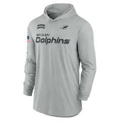 Miami Dolphins 2024 Salute to Service Lightweight Dri-FIT Long Sleeve Hoodie T-Shirt Gray