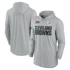 Cleveland Browns 2024 Salute to Service Lightweight Dri-FIT Long Sleeve Hoodie T-Shirt Gray