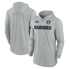 Las Vegas Raiders 2024 Salute to Service Lightweight Dri-FIT Long Sleeve Hoodie T-Shirt Gray