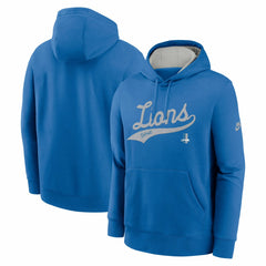 Detroit Lions Rewind Club Logo Pullover Hoodie Blue