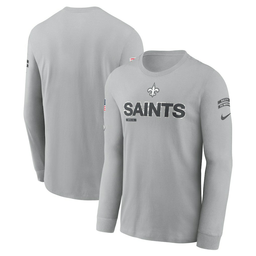 New Orleans Saints 2024 Salute To Service Long Sleeve T-Shirt Gray