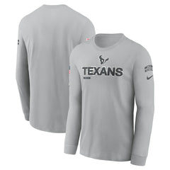 Houston Texans 2024 Salute To Service Long Sleeve T-Shirt Gray