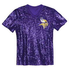 NFL Justin Jefferson Minnesota Vikings Girls Youth Sequin V-Neck Fashion Jersey - Purple discount