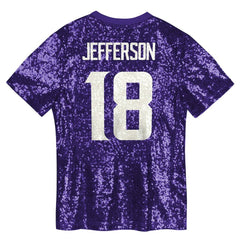NFL Justin Jefferson Minnesota Vikings Girls Youth Sequin V-Neck Fashion Jersey - Purple discount