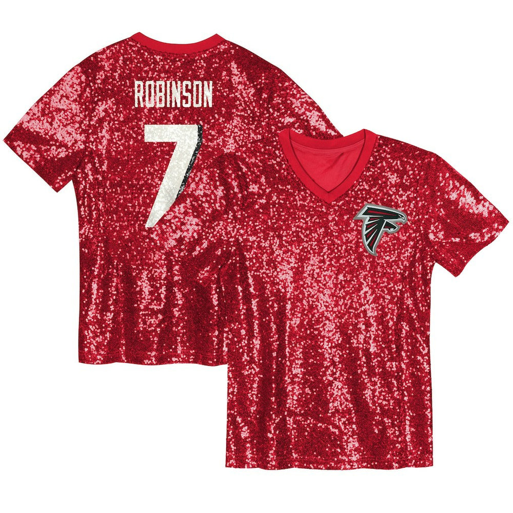 NFL Bijan Robinson Atlanta Falcons Girls Youth Sequin V-Neck Fashion Jersey - Red for sale