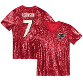 Bijan Robinson Atlanta Falcons Girls Youth Sequin V-Neck Fashion Jersey Red