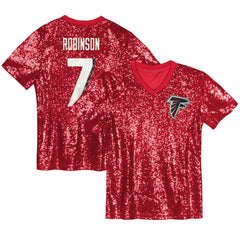 NFL Bijan Robinson Atlanta Falcons Girls Youth Sequin V-Neck Fashion Jersey - Red for sale