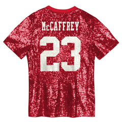 NFL Christian McCaffrey San Francisco 49ers Girls Youth Sequin V-Neck Fashion Jersey - Scarlet cheap