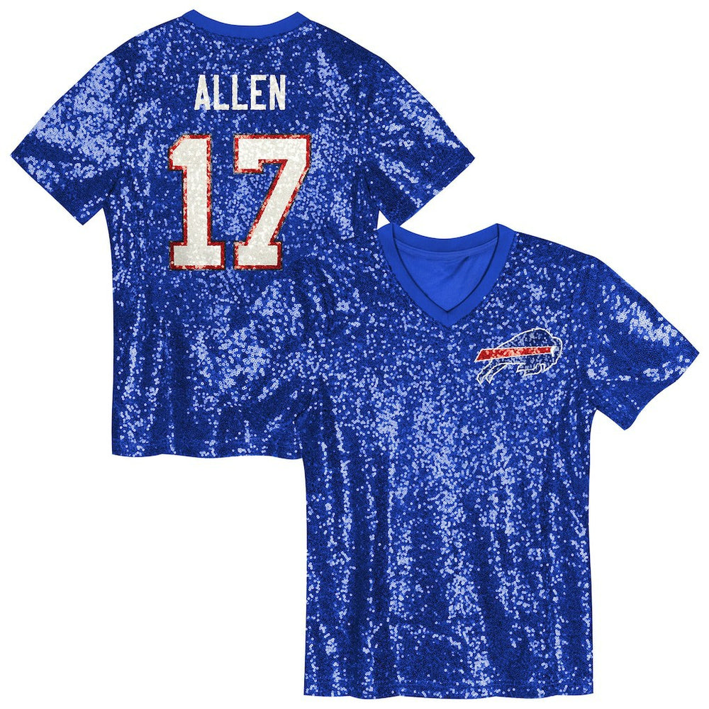 NFL Josh Allen Buffalo Bills Girls Youth Sequin V-Neck Fashion Jersey - Royal on sale