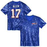 NFL Josh Allen Buffalo Bills Girls Youth Sequin V-Neck Fashion Jersey - Royal on sale