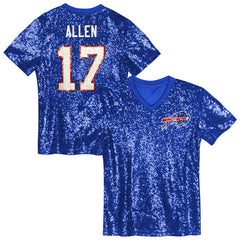 NFL Josh Allen Buffalo Bills Girls Youth Sequin V-Neck Fashion Jersey - Royal on sale