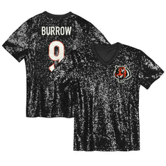 NFL Joe Burrow Cincinnati Bengals Girls Youth Sequin V-Neck Fashion Jersey - Black sale
