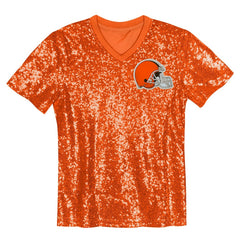 NFL Myles Garrett Cleveland Browns Girls Youth Sequin V-Neck Fashion Jersey - Orange on sale