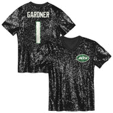 NFL Sauce Gardner New York Jets Girls Youth Sequin V-Neck Fashion Jersey - Black for sale
