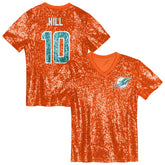 NFL Tyreek Hill Miami Dolphins Girls Youth Sequin V-Neck Fashion Jersey - Orange sale