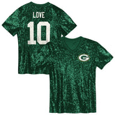 NFL Jordan Love Green Bay Packers Girls Youth Sequin V-Neck Fashion Jersey - Green online