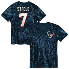 NFL C.J. Stroud Houston Texans Girls Youth Sequin V-Neck Fashion Jersey - Navy online