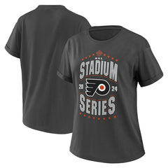 NHL Philadelphia Flyers WEAR by Erin Andrews Women's 2024 NHL Stadium Series Boyfriend T-Shirt - Charcoal