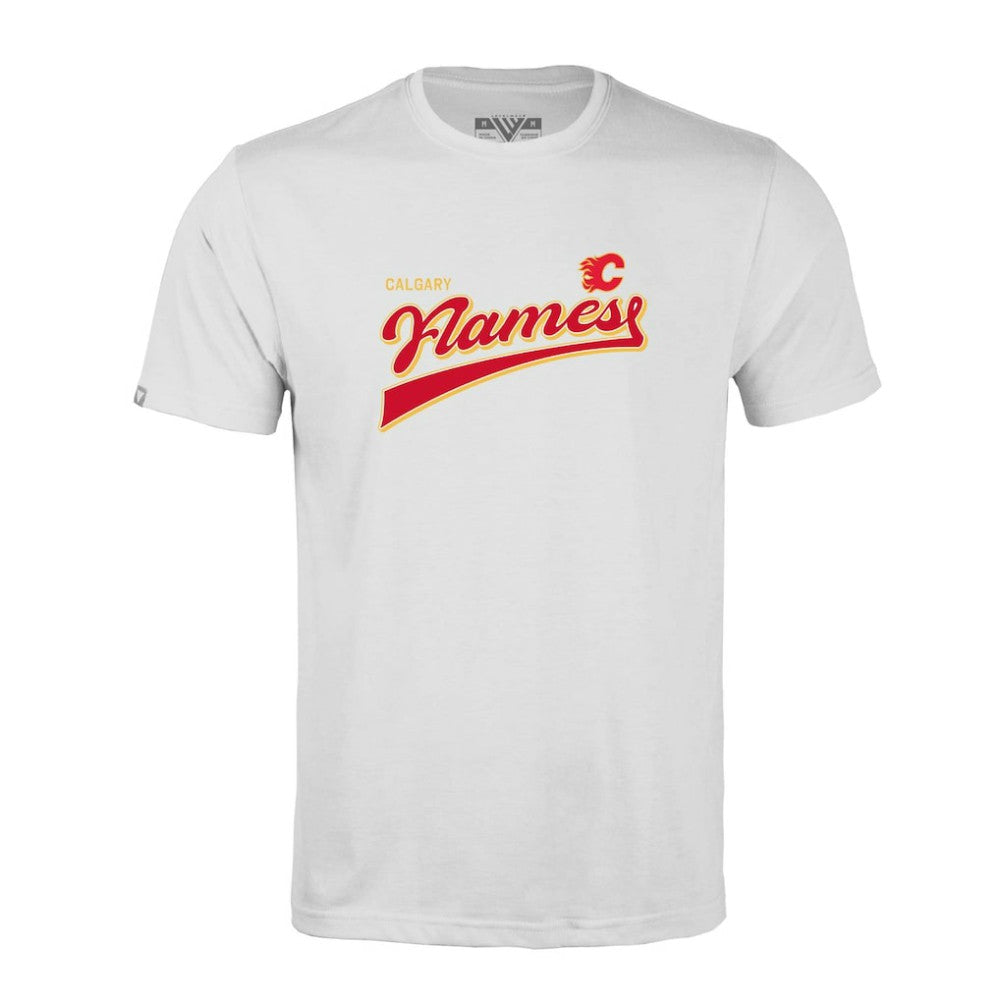 NHL Calgary Flames Levelwear Richmond Retro Script T-Shirt - White