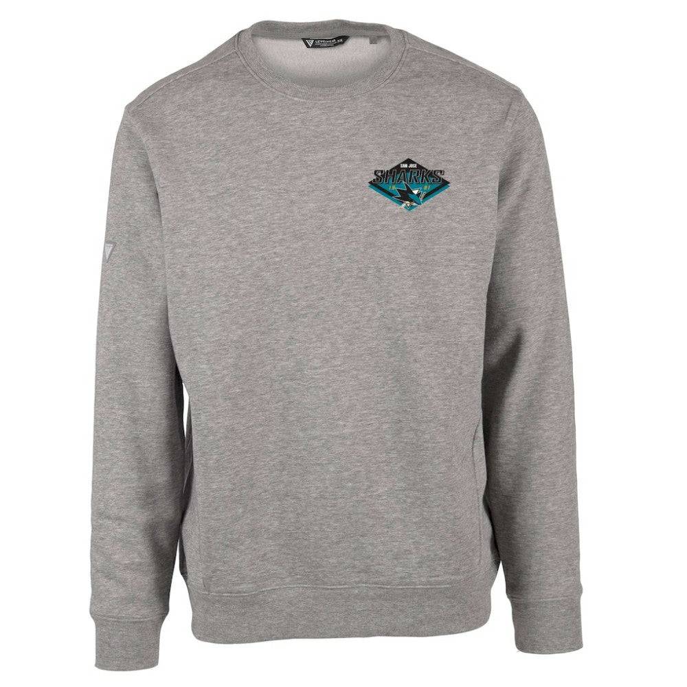 NHL San Jose Sharks Levelwear Zane Club Patch 2.0 Pullover Sweatshirt - Heather Gray
