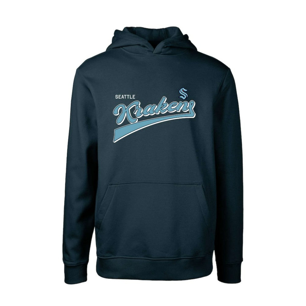 NHL Seattle Kraken Levelwear Youth Podium Retro Script Fleece Pullover Hoodie - Deep Sea Blue
