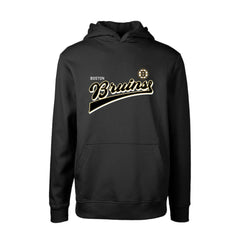 NHL Boston Bruins Levelwear Youth Podium Retro Script Fleece Pullover Hoodie - Black