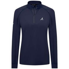 Atlanta Braves Levelwear Women's Kinetic Insignia Quarter-Zip Pullover - Navy Pullover