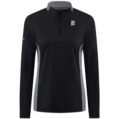 Detroit Tigers Levelwear Women's Moxie Insignia Quarter-Zip Pullover - Black Pullover