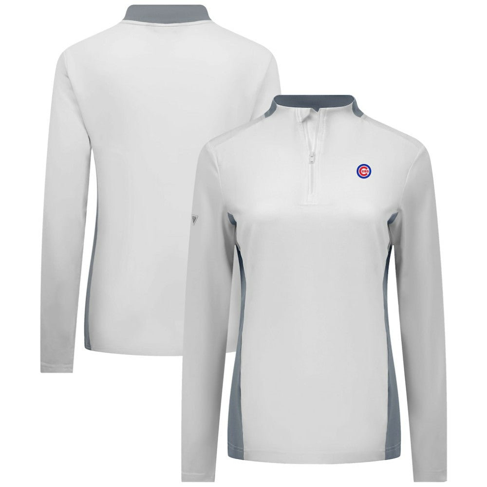 Chicago Cubs Levelwear Women's Moxie Insignia Quarter-Zip Pullover - White Pullover