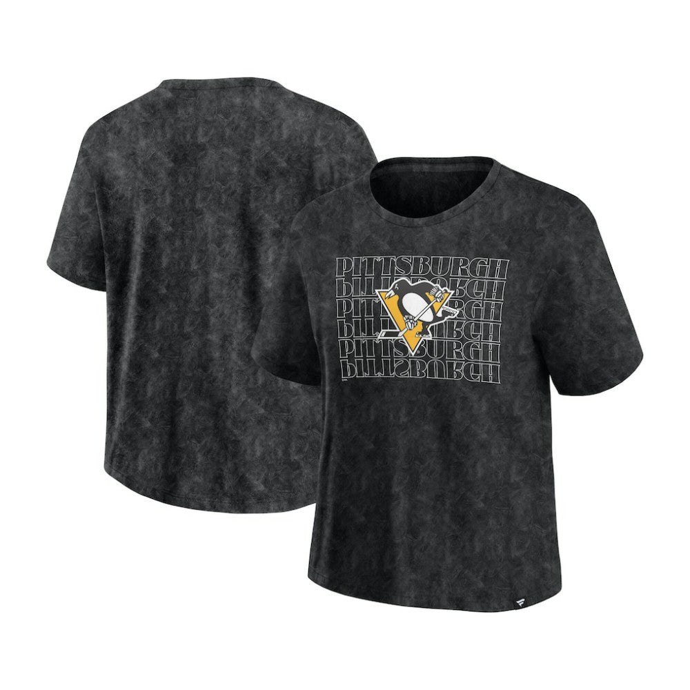 NHL Pittsburgh Penguins Fanatics Women's Faded Wash T-Shirt - Black