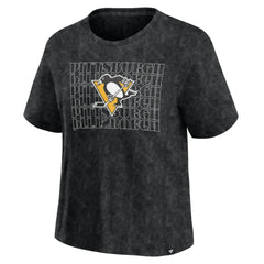 NHL Pittsburgh Penguins Fanatics Women's Faded Wash T-Shirt - Black