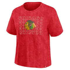 NHL Chicago Blackhawks Fanatics Women's Faded Wash T-Shirt - Red