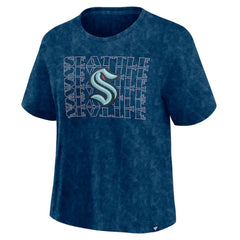 NHL Seattle Kraken Fanatics Women's Faded Wash T-Shirt - Deep Sea Blue