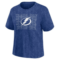 NHL Tampa Bay Lightning Fanatics Women's Faded Wash T-Shirt - Blue