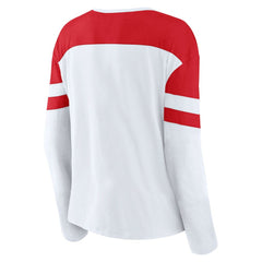 NHL New Jersey Devils Fanatics Women's Frozen Long Sleeve Notch Neck T-Shirt - White/Red