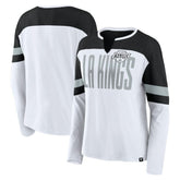 NHL Los Angeles Kings Fanatics Women's Frozen Long Sleeve Notch Neck T-Shirt - White/Black