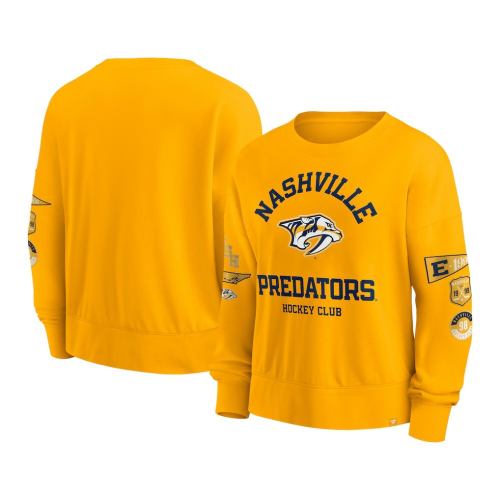 NHL Nashville Predators Fanatics Women's Go Team Pullover Sweatshirt - Gold