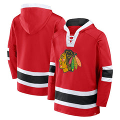 NHL Chicago Blackhawks Fanatics Inside Line Fleece Pullover Hoodie- Red