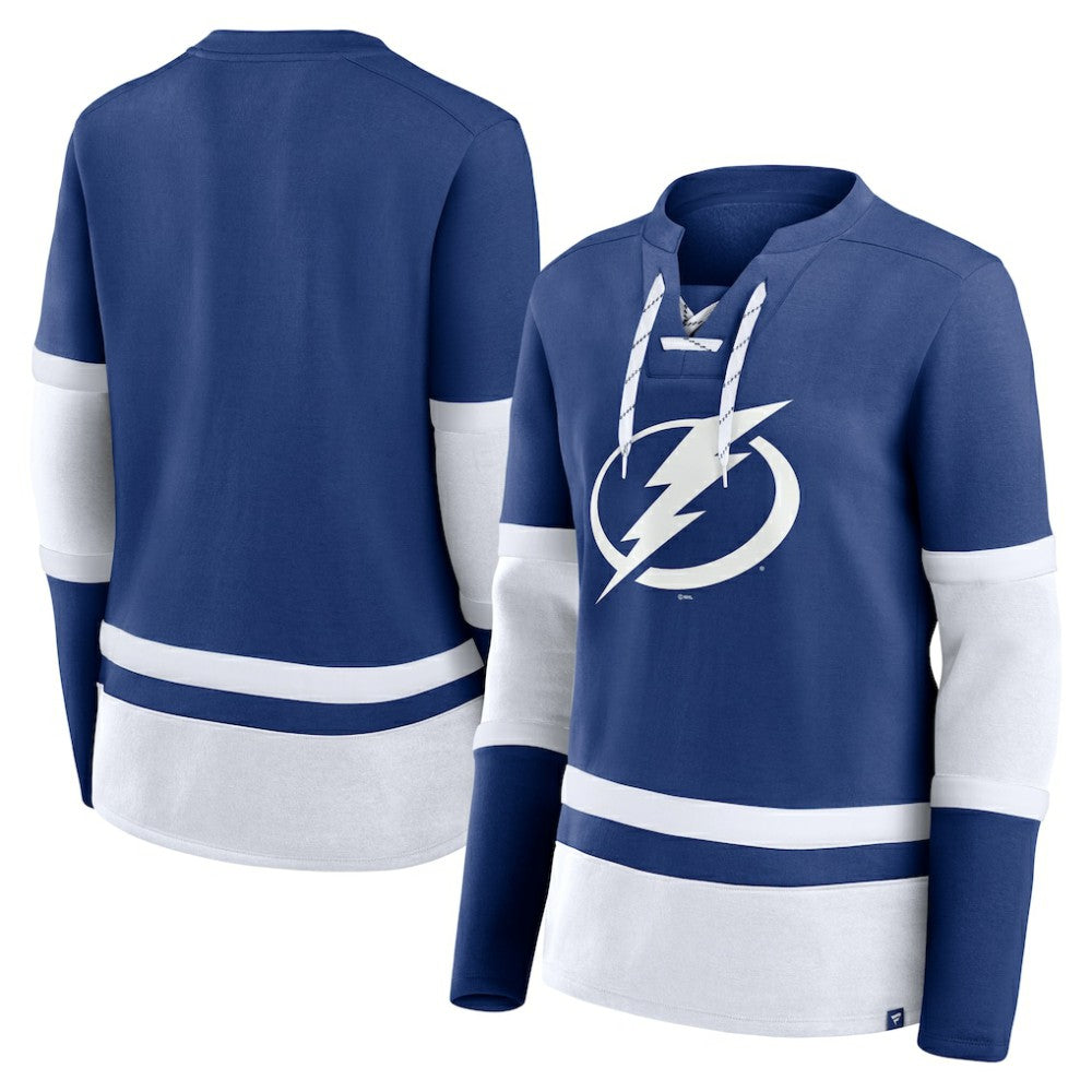 NHL Tampa Bay Lightning Fanatics Women's Prime Time Lace-Up Long Sleeve T-Shirt - Blue