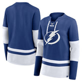 NHL Tampa Bay Lightning Fanatics Women's Prime Time Lace-Up Long Sleeve T-Shirt - Blue