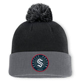 NHL Seattle Kraken Fanatics Aspyn Cuffed Knit Hat with Pom - Black