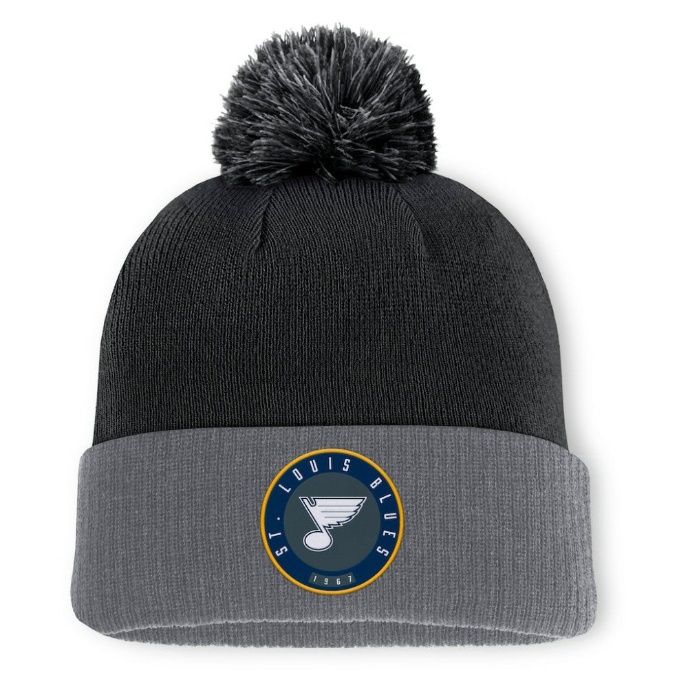 NHL St. Louis Blues Fanatics Aspyn Cuffed Knit Hat with Pom - Black