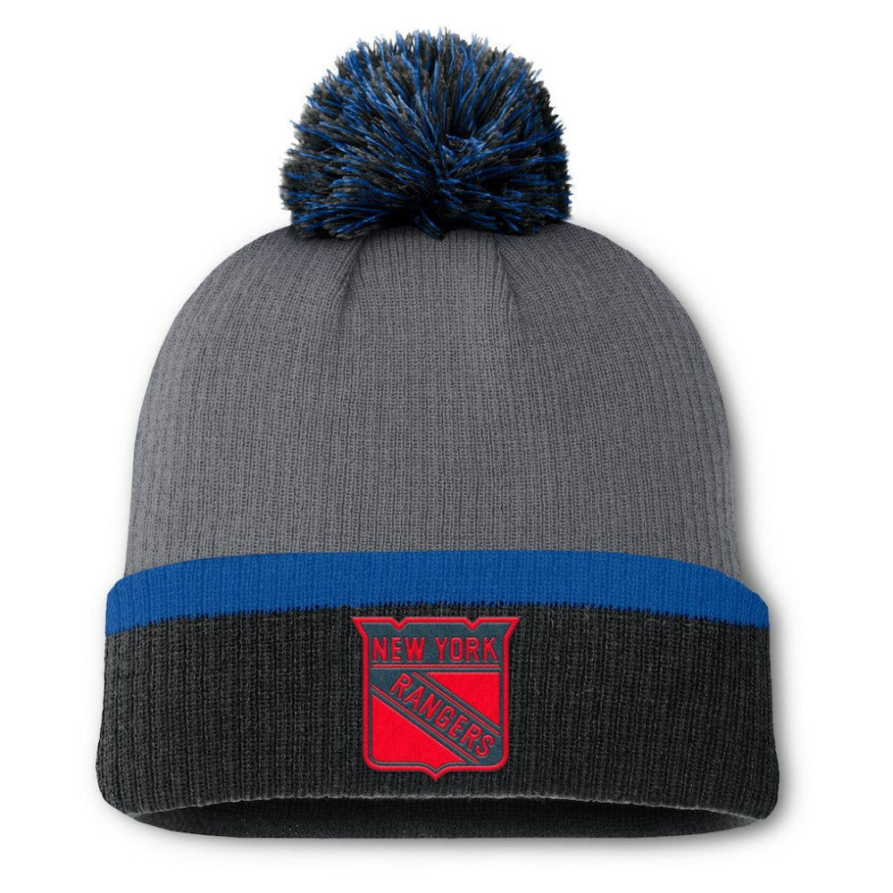 NHL New York Rangers Fanatics Women's Cuffed Knit Hat with Pom - Charcoal