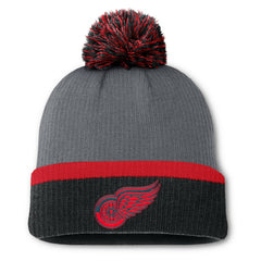 NHL Detroit Red Wings Fanatics Women's Cuffed Knit Hat with Pom - Charcoal