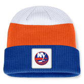 NHL New York Islanders Fanatics Heritage Showboat Color-Block Cuffed Knit Hat - Royal/Orange