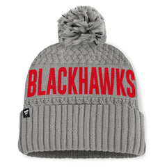NHL Chicago Blackhawks Fanatics Women's Heritage Tilly Cuffed Knit Hat with Pom - Gray